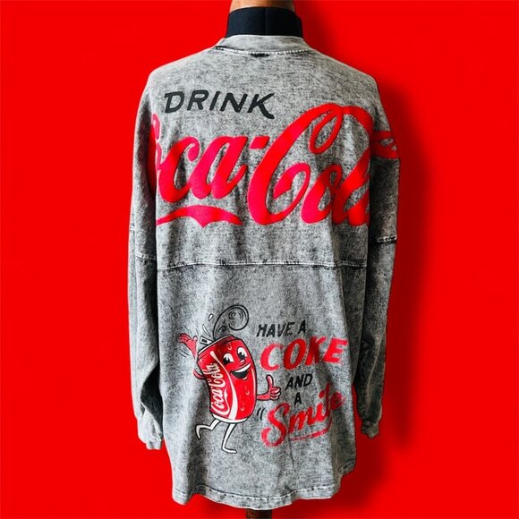 Coca-Cola Spirit Jersey Oversized Long Sleeve Acid Wash L - Picture 1 of 12